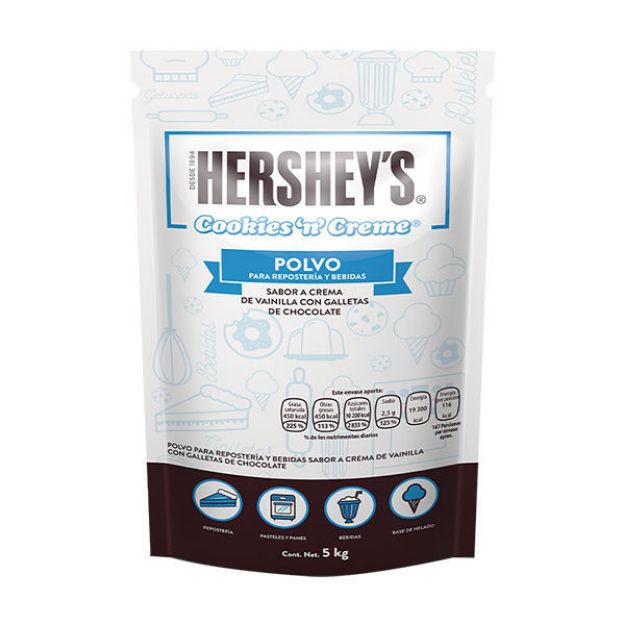 Chocolate Cookies and Creme en polvo Hershey´s Bulto de 5 Kg (IEPS inc.)