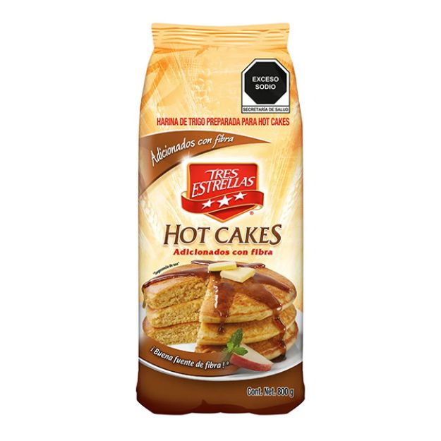 Imagen de Harina Hot Cakes con Fibra Tres Estrellas de 800g Integral